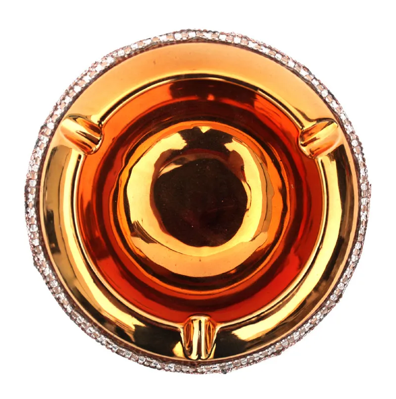 Ambrose Gold Plated Crystal Embellished Ceramic Ashtray (6.2 In. x 6.2 In. x 2.4 In.)