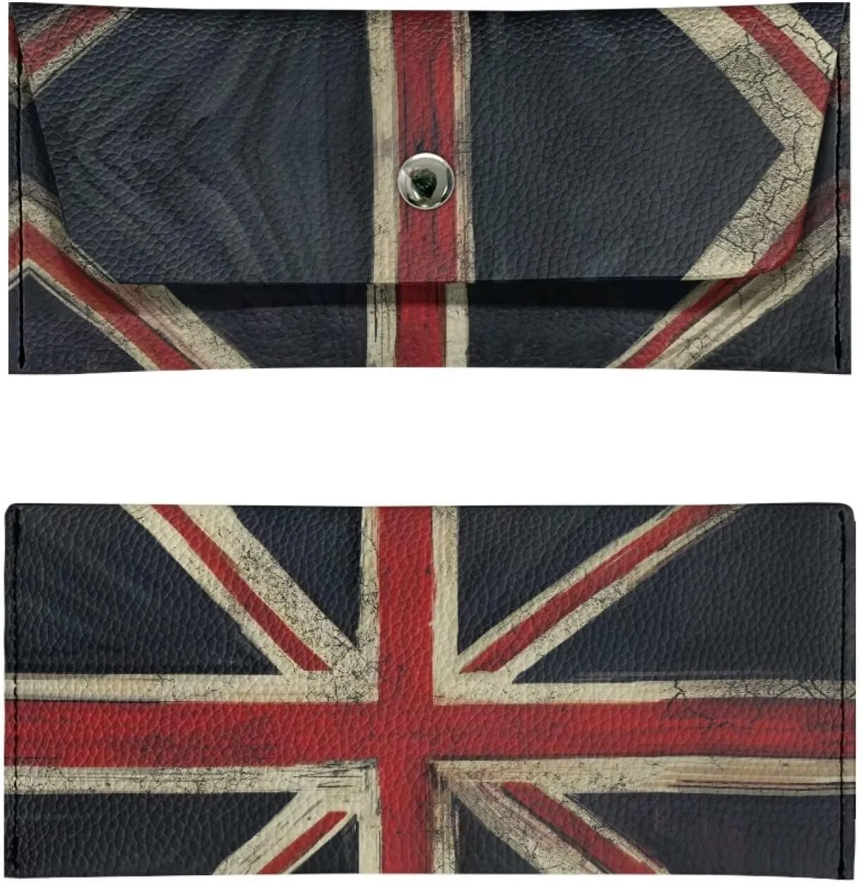 America Flag Print Long Wallet with Snap Button for Ladies Womens Portable Leather Clutch Bag Lightweight Waterproof Cash Purse Pouch for Travel Business Shop Daily Outdoor Use