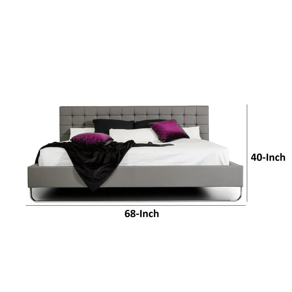 Ani Queen Size Platform Bed, Plush Tufted Gray Faux Leather Upholstery By Casagear Home