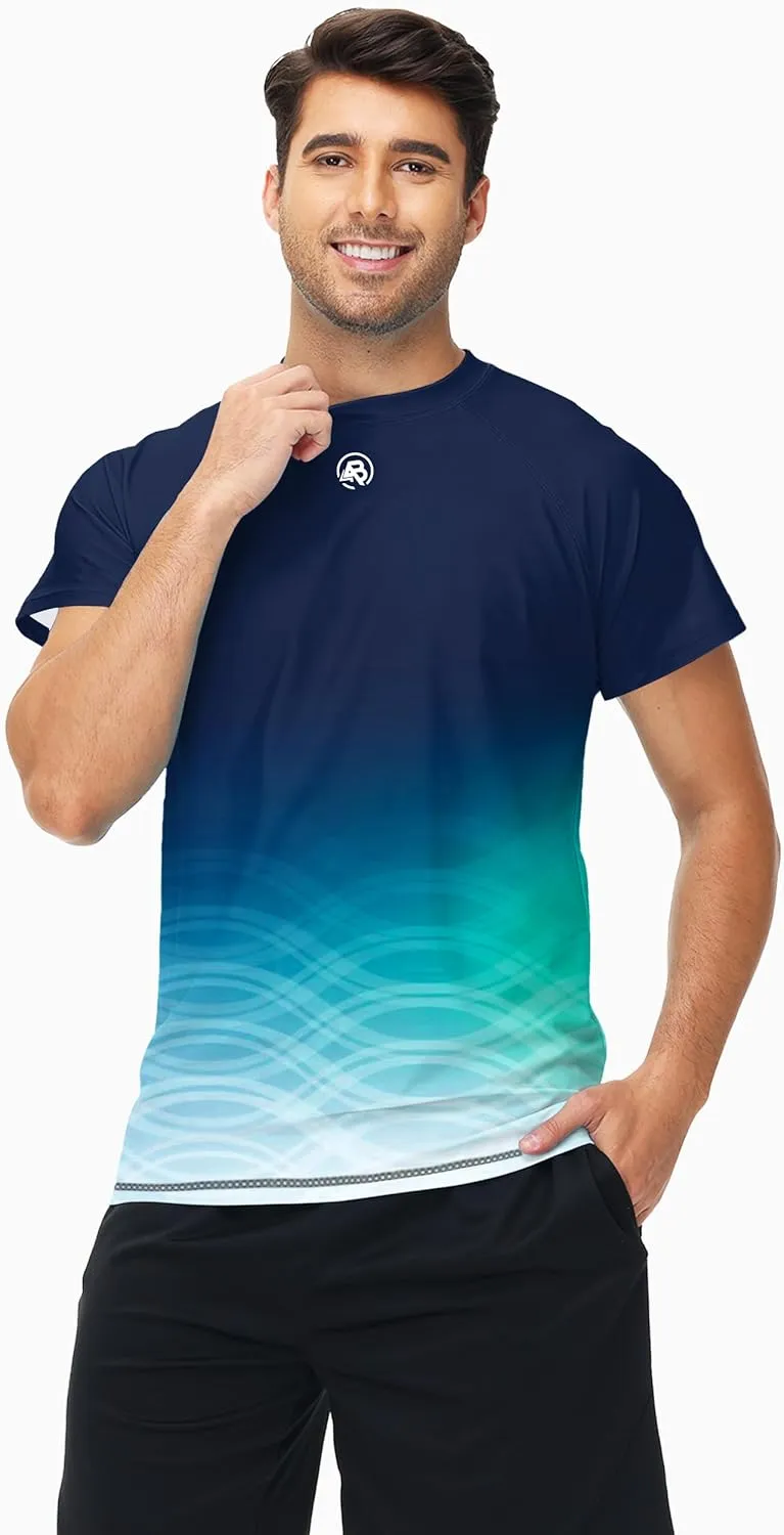 AOBUTE Mens Short Sleeve Swim Shirts UPF 50  Quick Dry Rash Guard Fishing Swimming