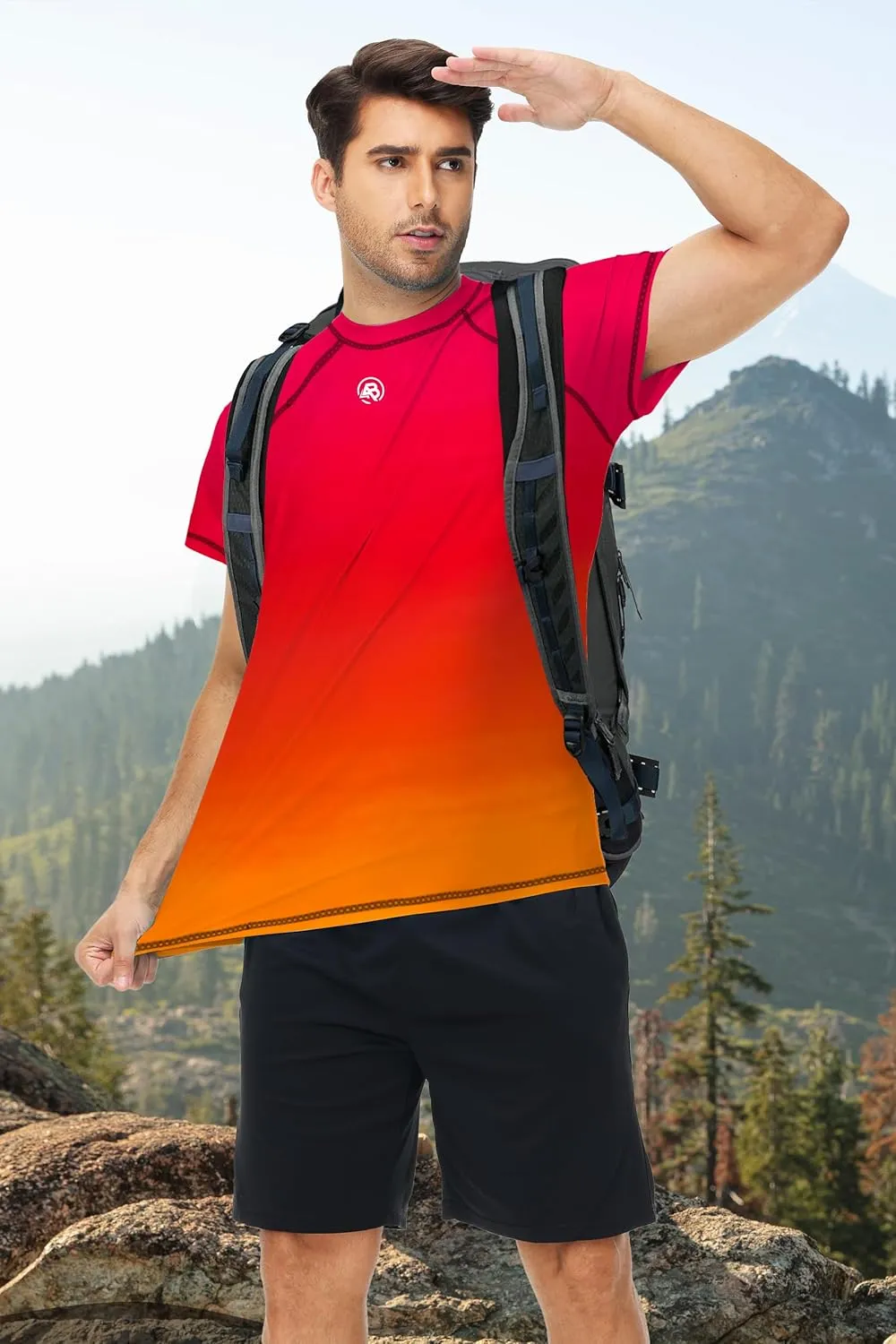 AOBUTE Mens Short Sleeve Swim Shirts UPF 50  Quick Dry Rash Guard Fishing Swimming