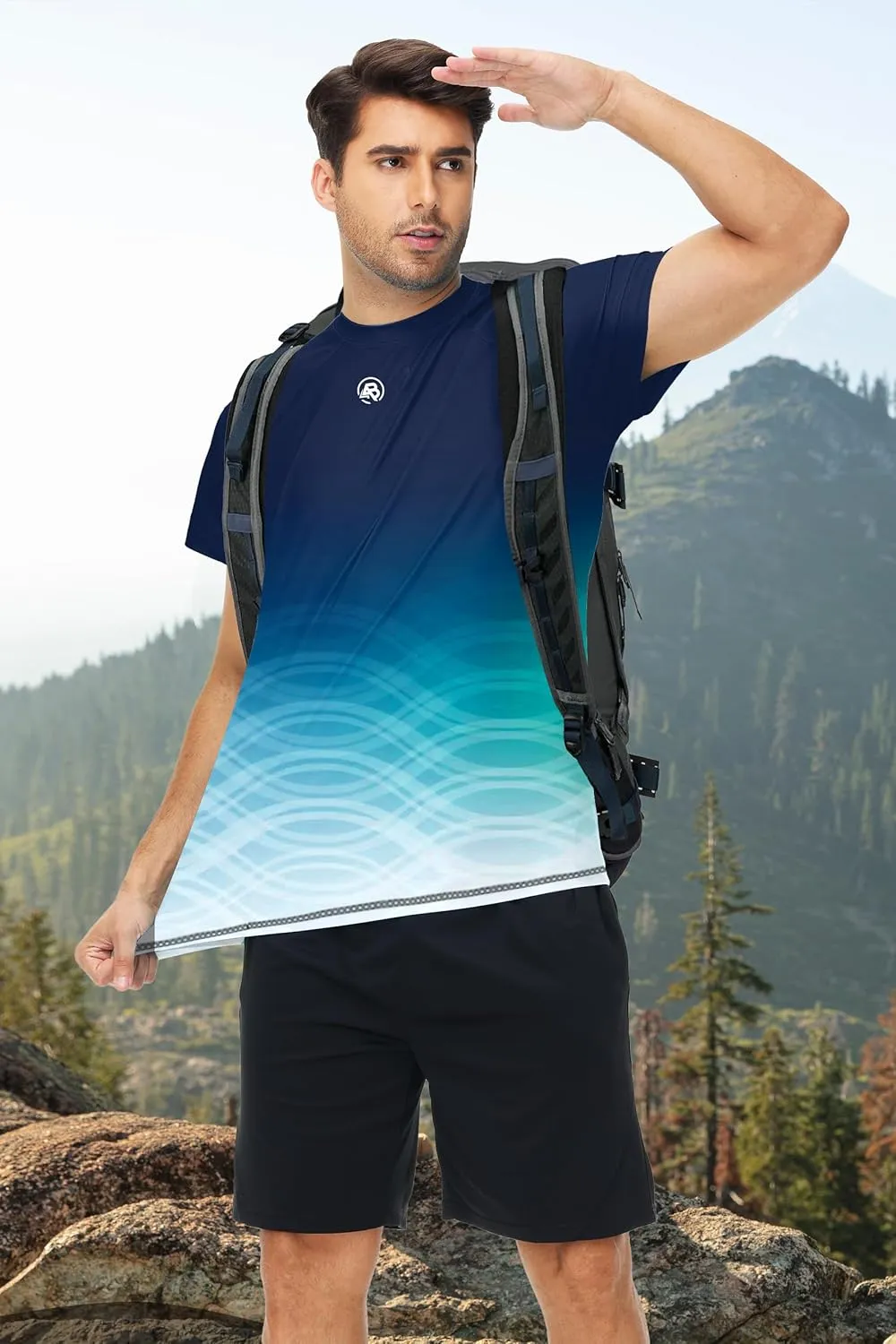 AOBUTE Mens Short Sleeve Swim Shirts UPF 50  Quick Dry Rash Guard Fishing Swimming