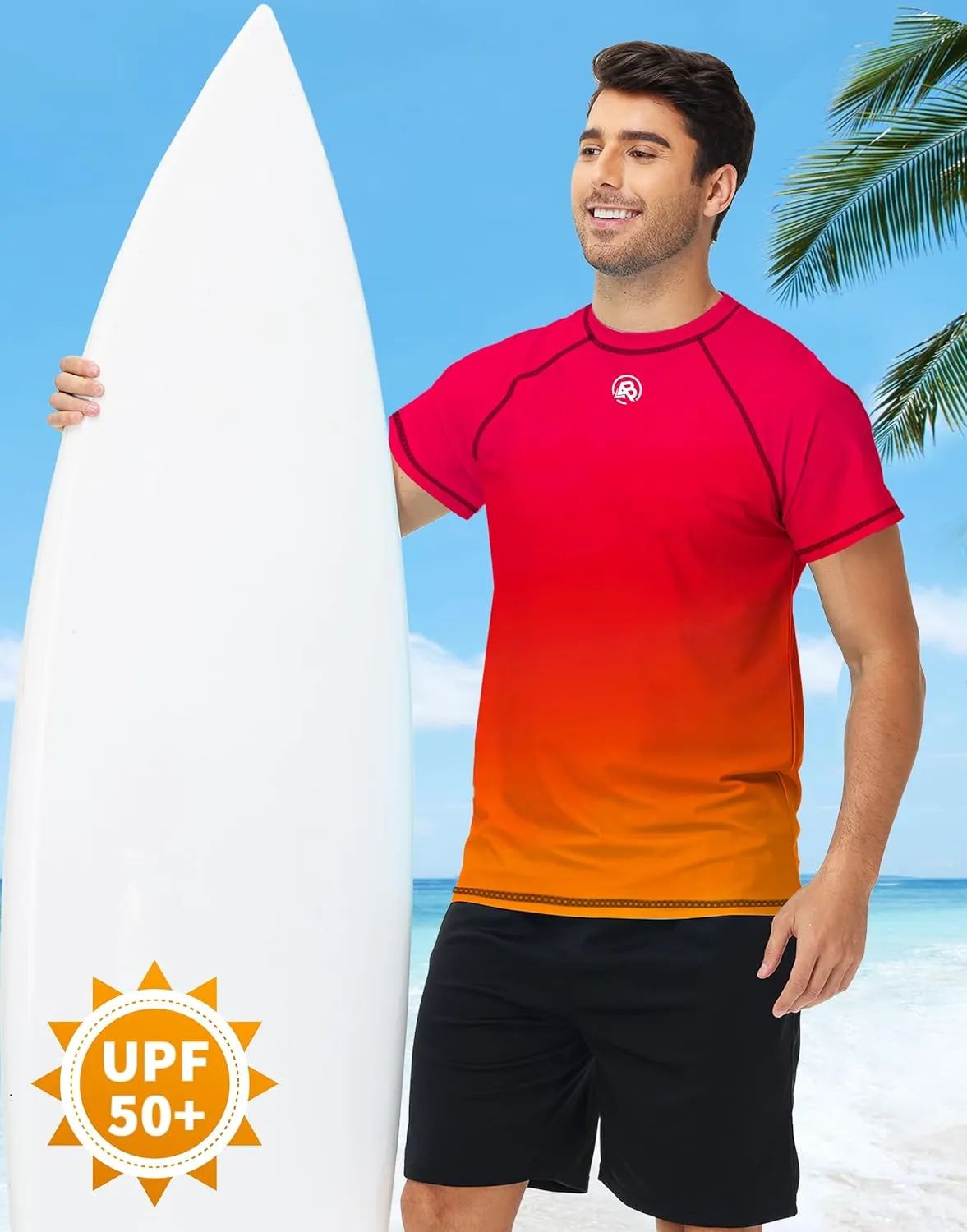 AOBUTE Mens Short Sleeve Swim Shirts UPF 50  Quick Dry Rash Guard Fishing Swimming