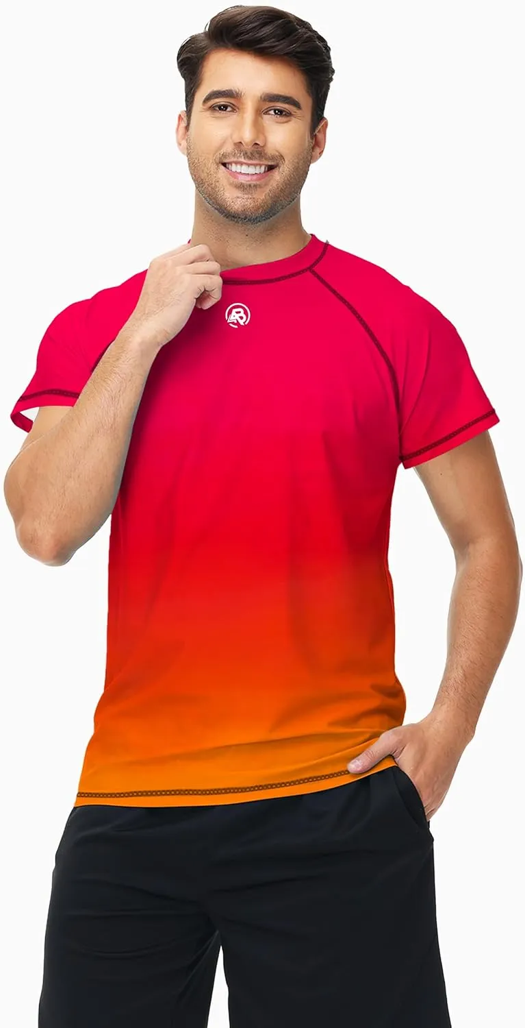 AOBUTE Mens Short Sleeve Swim Shirts UPF 50  Quick Dry Rash Guard Fishing Swimming