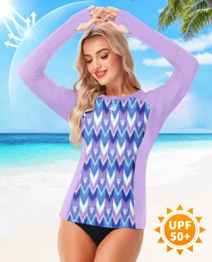 AOBUTE Women Long Sleeve Rash Guard UPF 50  Swim Shirts with Thumb Hole