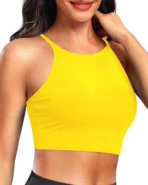 Aqua Eve Women's Sport Bra Bikini Tops Racerback Swimsuit High Neck Bathing Suit Crop Swim Tops Only No Bottom