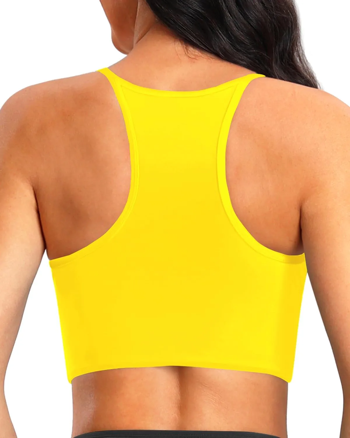 Aqua Eve Women's Sport Bra Bikini Tops Racerback Swimsuit High Neck Bathing Suit Crop Swim Tops Only No Bottom