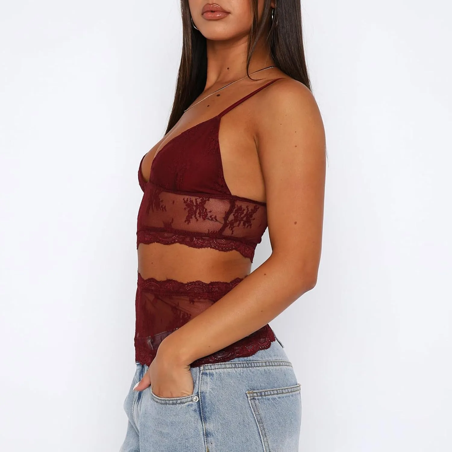 Argeousgor Women Y2k Lace Camisole Crop Tops Sexy Sleeveless V Neck Cami Spaghetti Strap Backless Tank