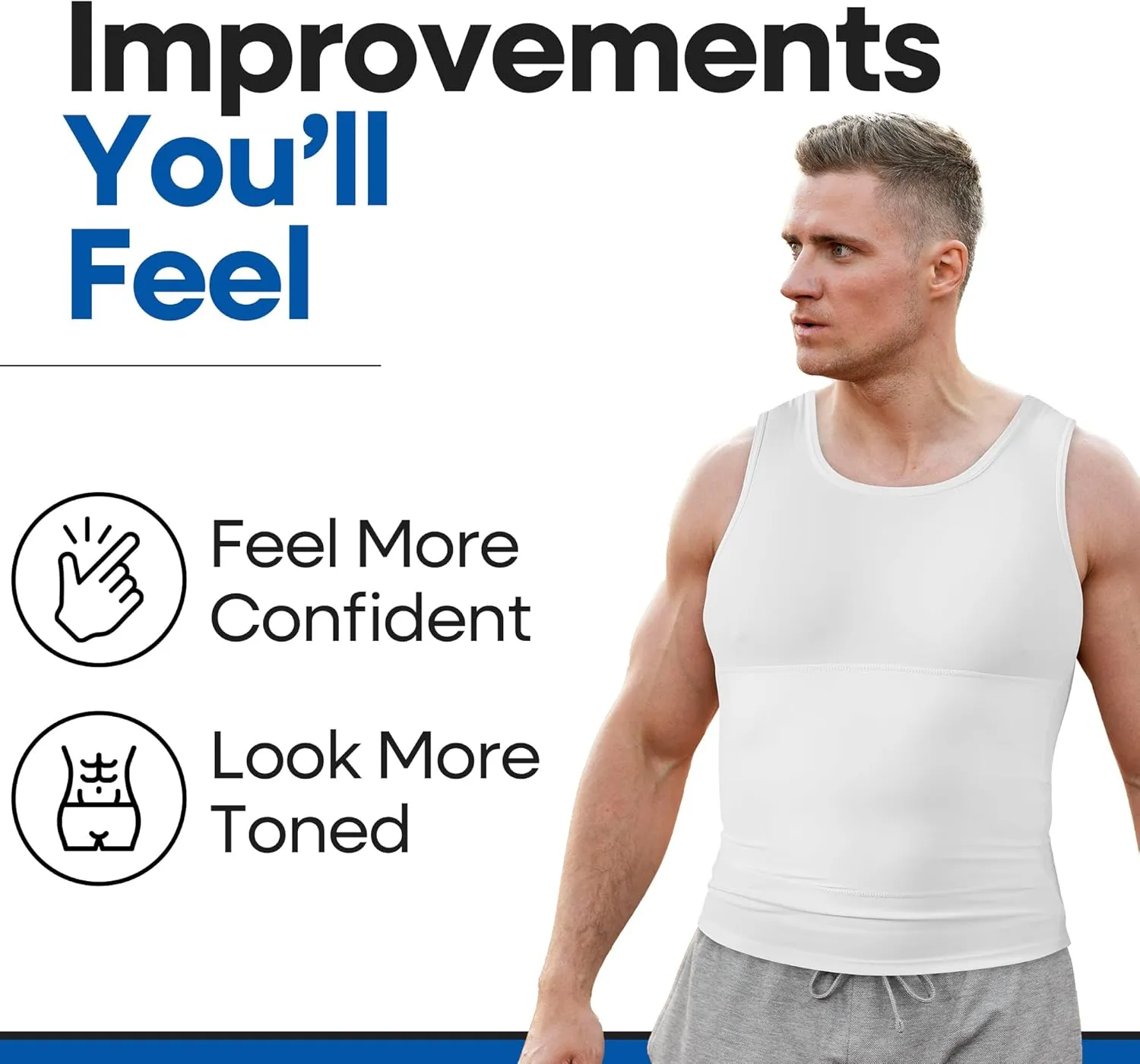 ARMSTRONG AMERICA Compression Shirt for Men | Gynecomastia Compression Tank Top Men | Mens Shapewear Compression Shirts