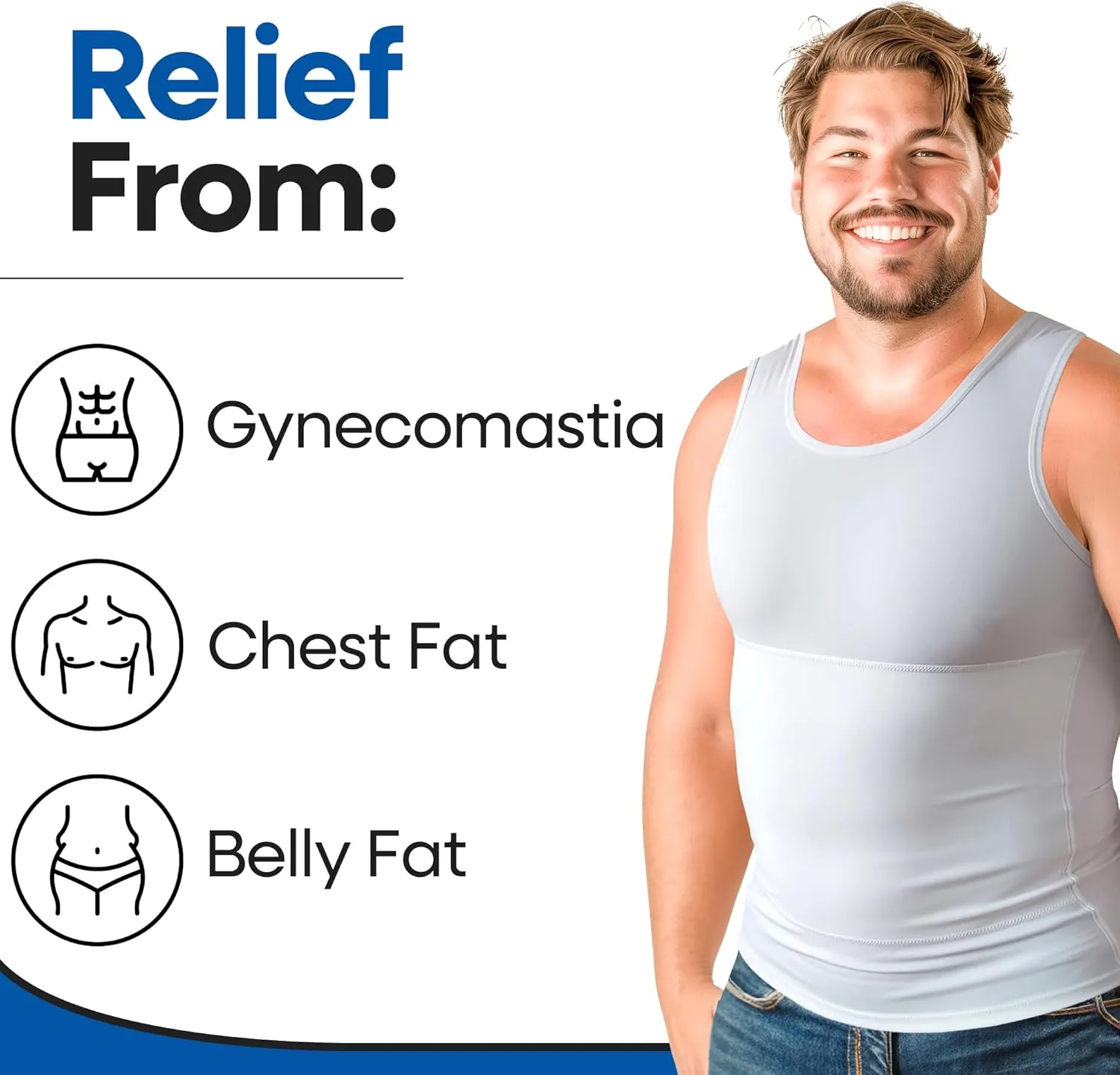 ARMSTRONG AMERICA Compression Shirt for Men | Gynecomastia Compression Tank Top Men | Mens Shapewear Compression Shirts