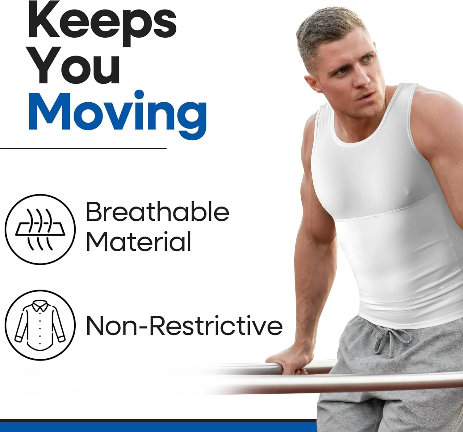 ARMSTRONG AMERICA Compression Shirt for Men | Gynecomastia Compression Tank Top Men | Mens Shapewear Compression Shirts