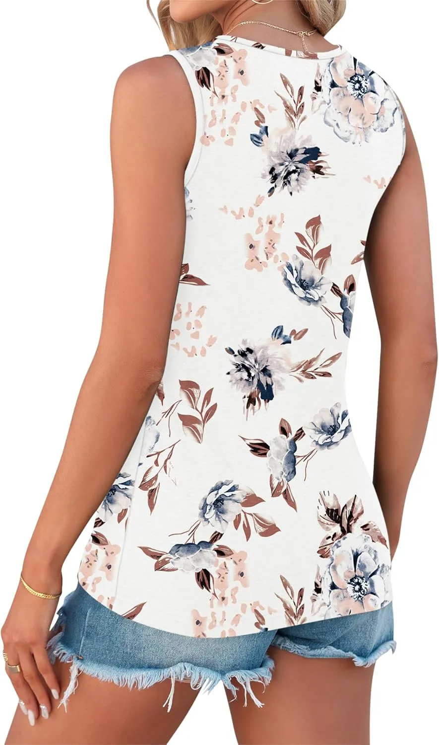 AUSELILY Womens Summer Tank Tops Causal Ladies Dressy Sleeveless V Neck Loose Tunic Shirts 2024 New Camisoles