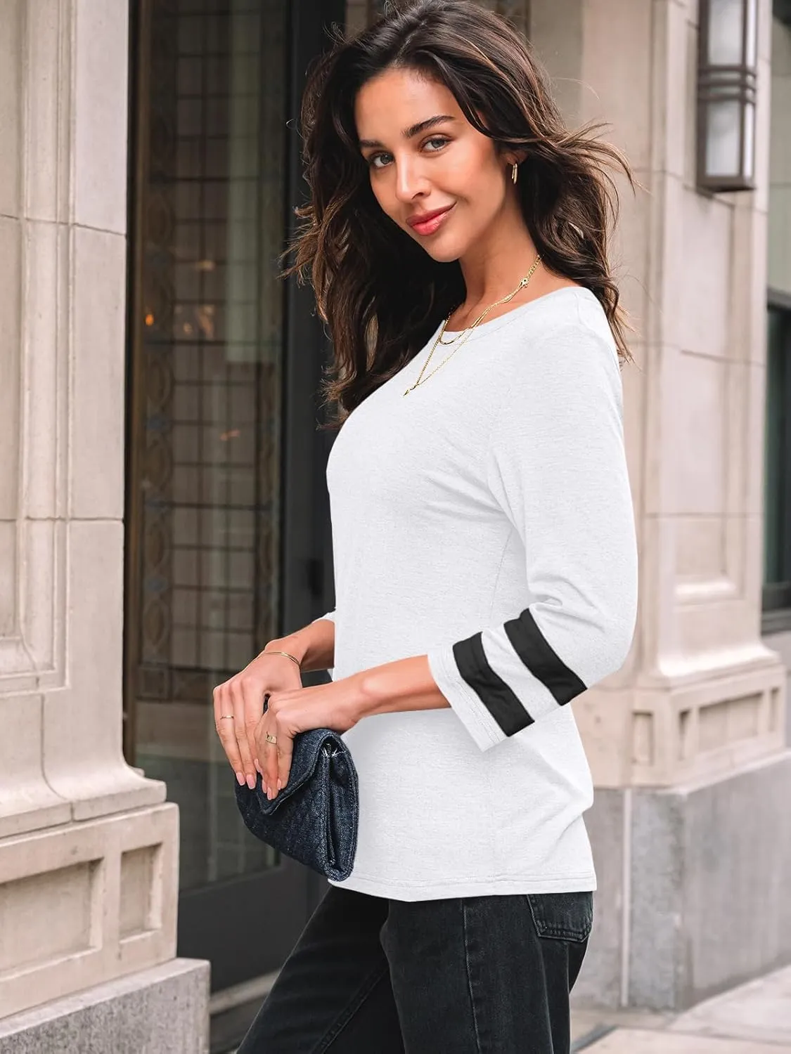 AUTOMET Womens Spring Tops 3/4 Length Long Sleeve Shirts Business Casual Dressy Tunic Tops Trendy Outfits 2025