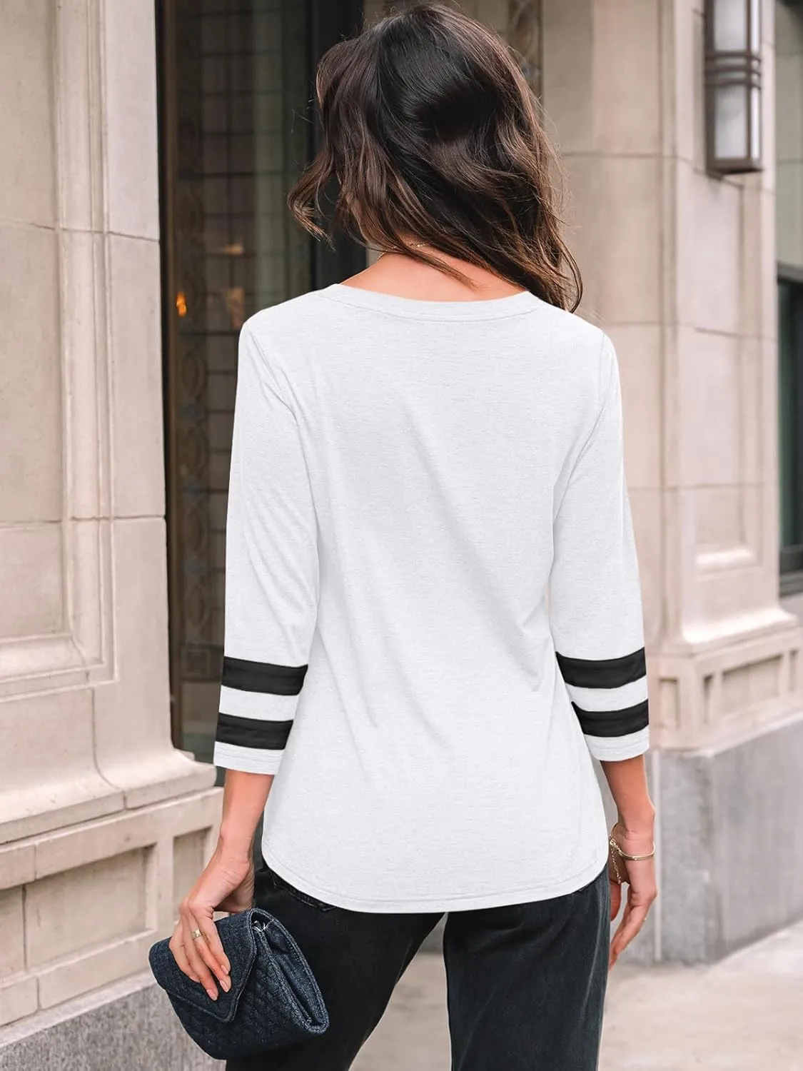 AUTOMET Womens Spring Tops 3/4 Length Long Sleeve Shirts Business Casual Dressy Tunic Tops Trendy Outfits 2025