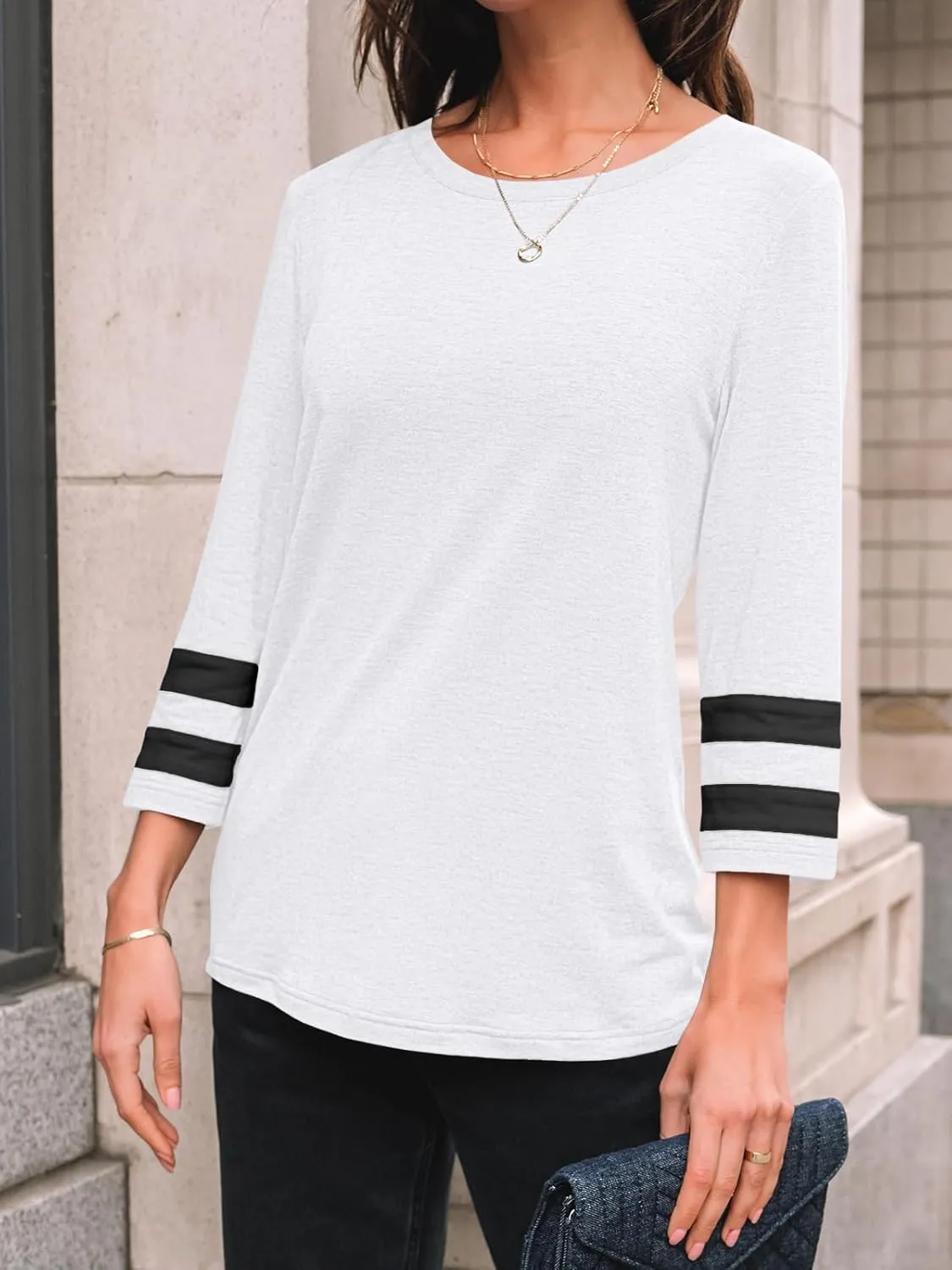 AUTOMET Womens Spring Tops 3/4 Length Long Sleeve Shirts Business Casual Dressy Tunic Tops Trendy Outfits 2025