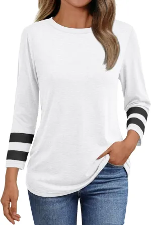 AUTOMET Womens Spring Tops 3/4 Length Long Sleeve Shirts Business Casual Dressy Tunic Tops Trendy Outfits 2025