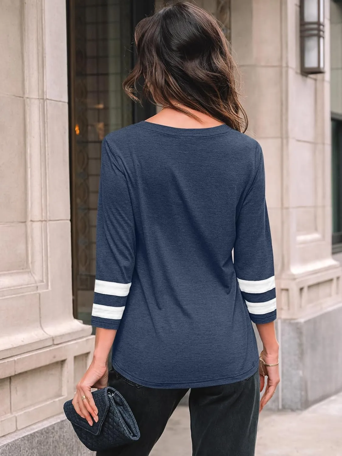 AUTOMET Womens Spring Tops 3/4 Length Long Sleeve Shirts Business Casual Dressy Tunic Tops Trendy Outfits 2025
