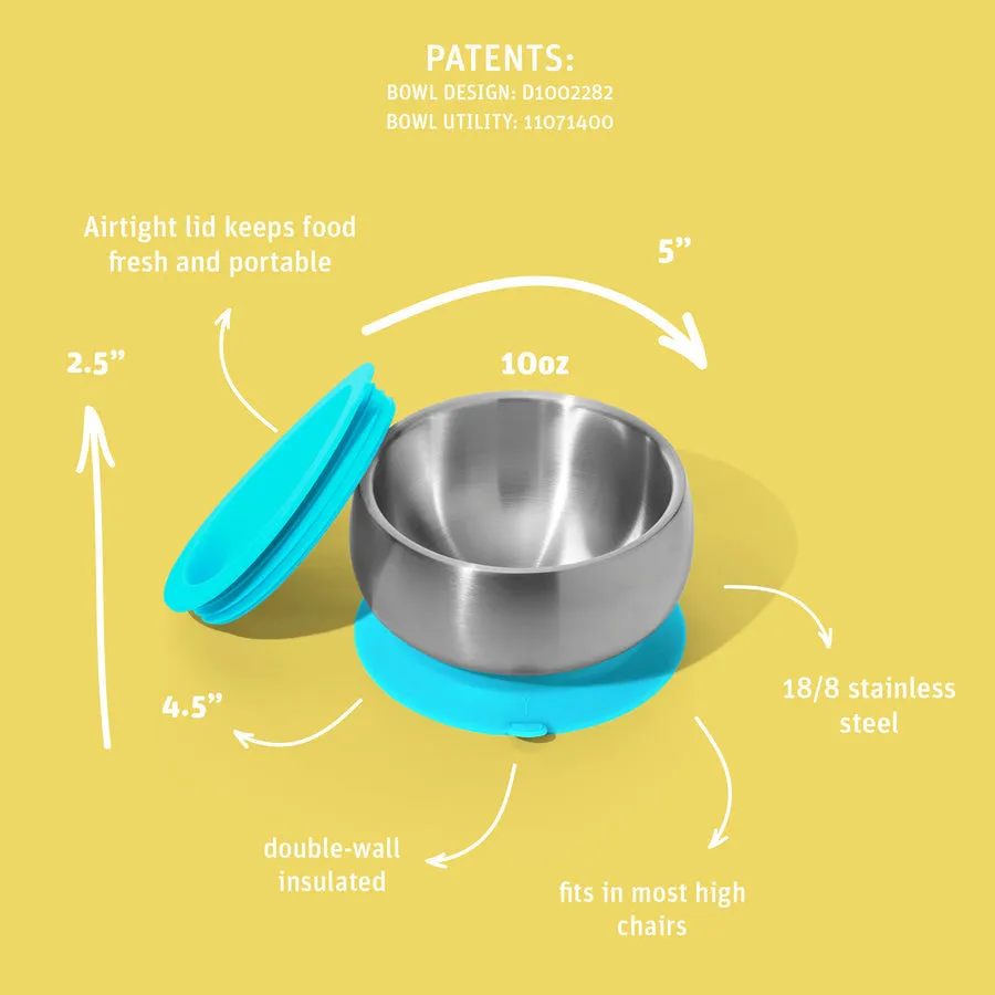 Avanchy Stainless Steel Suction Baby Bowl Lid Green