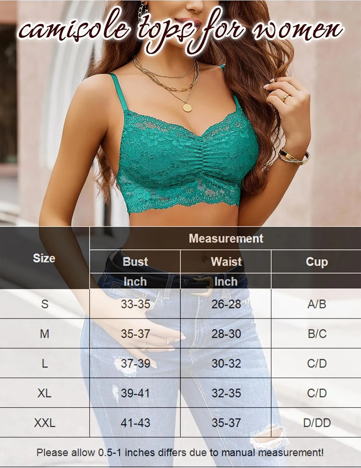 Avidlove Lace Bralette for Women V Neck Cami Tank Y2k Camisoles Adjustable Spaghetti Strap Crop Top