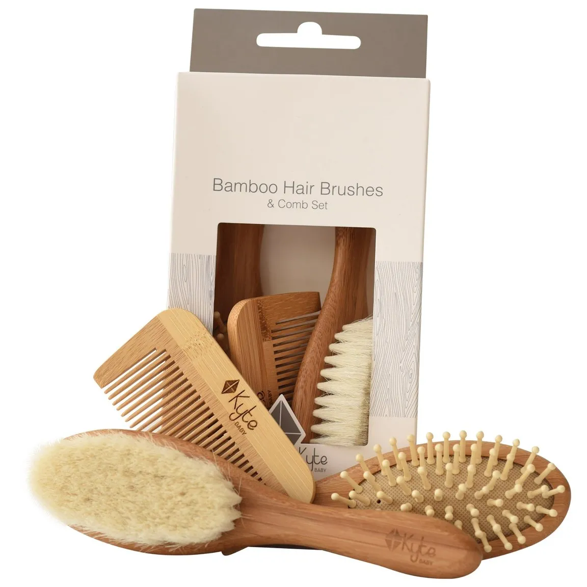 Bamboo Hair Brushes   Comb Set - 3 pieces by Kyte Baby