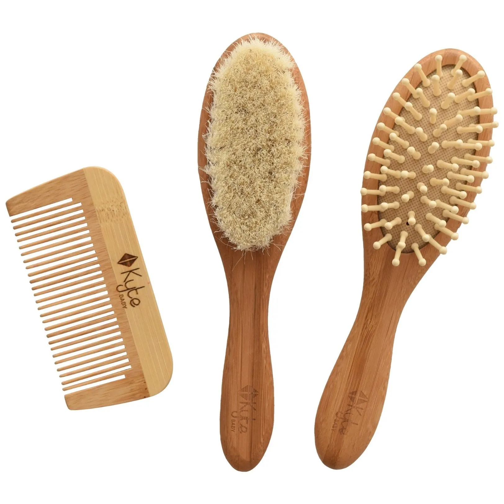 Bamboo Hair Brushes   Comb Set - 3 pieces by Kyte Baby
