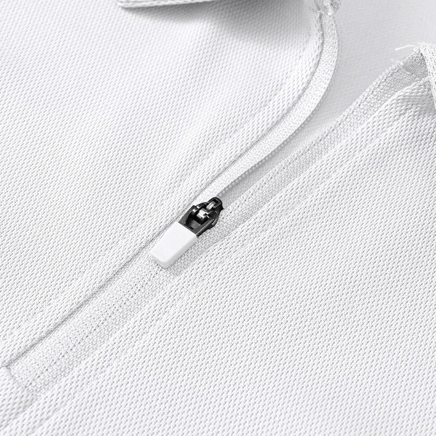 BASUDAM Men's Zippered Polo Shirts with Pocket Quick Dry Short Sleeve Active Performance