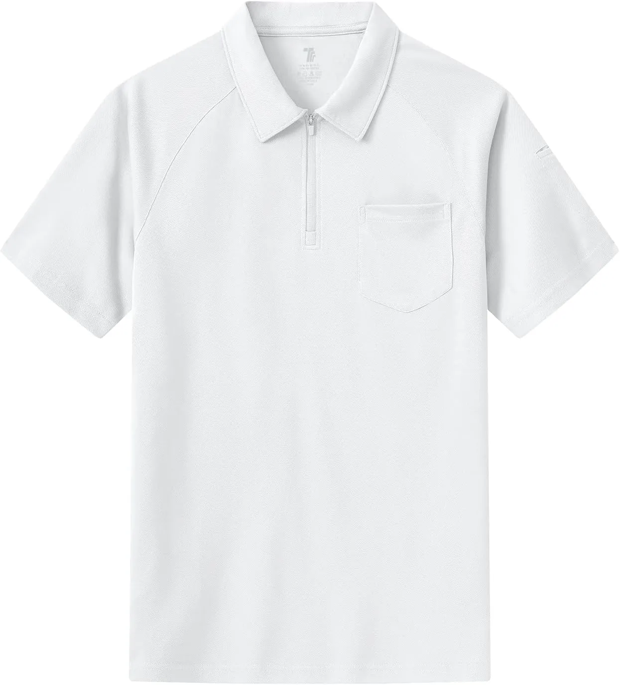 BASUDAM Men's Zippered Polo Shirts with Pocket Quick Dry Short Sleeve Active Performance