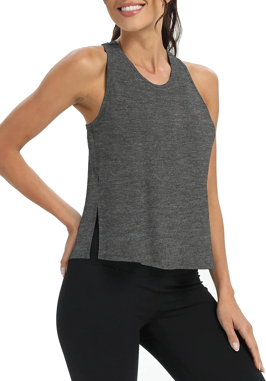 Bestisun Women Split Side Athletic Workout Tank Tops Racerback Yoga Shirts for Women