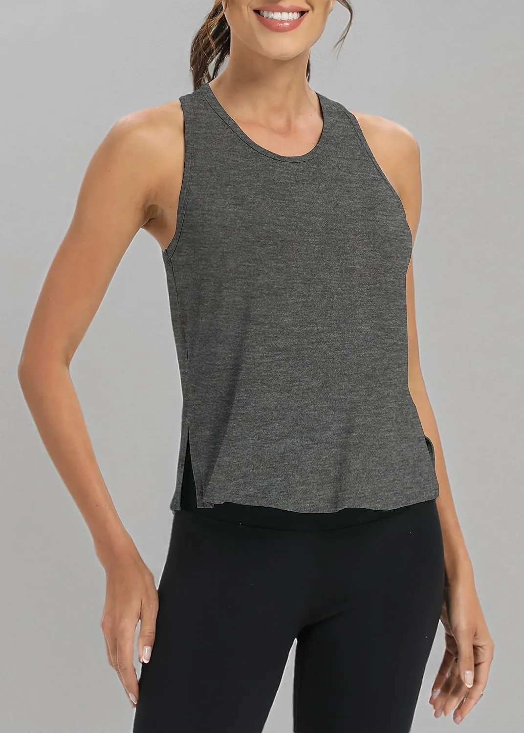 Bestisun Women Split Side Athletic Workout Tank Tops Racerback Yoga Shirts for Women