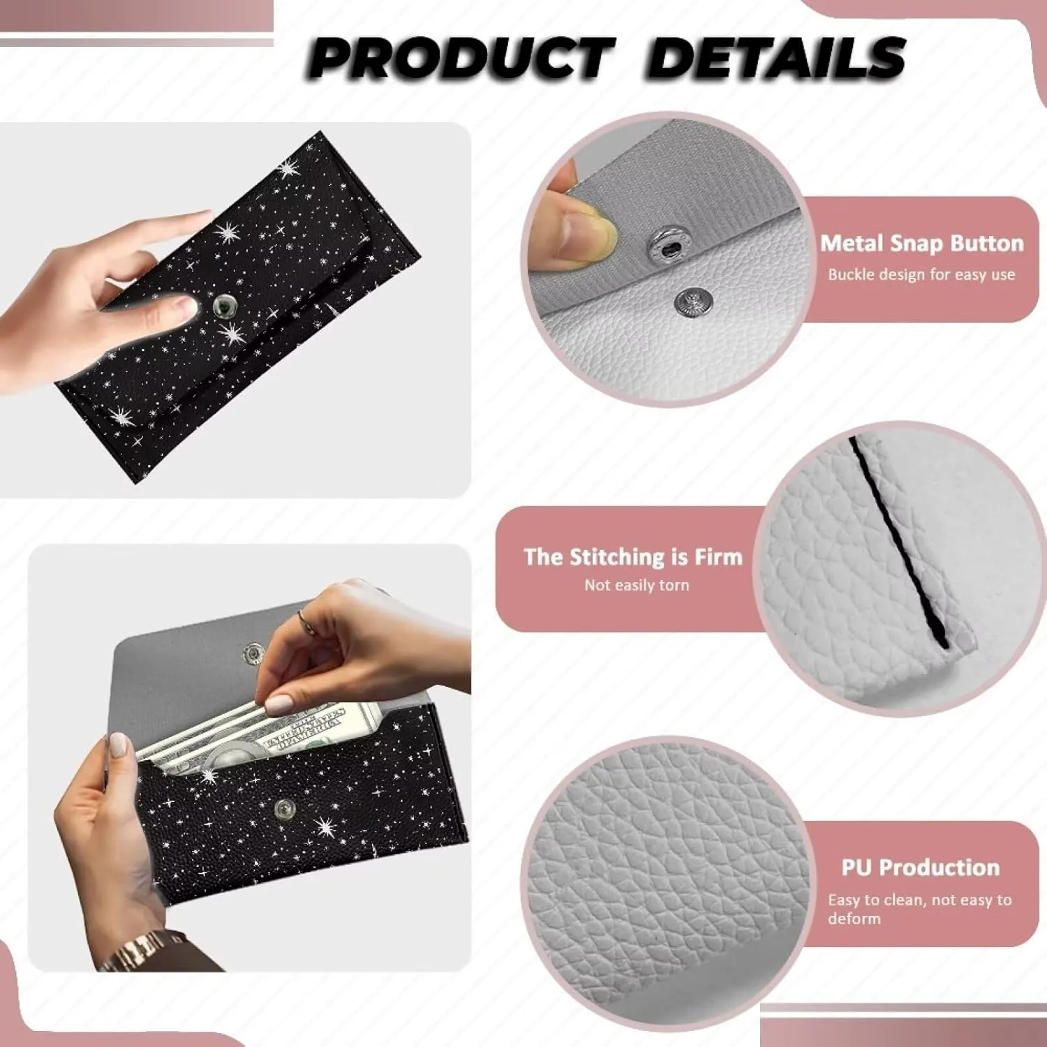 Blue Butterfly Graphic Wallet for Women Portable Travel Work Leather Clutch Bags Lightweight Ladies Slim Card Holder Cash Purses with Button for Everyday Outdoor Use