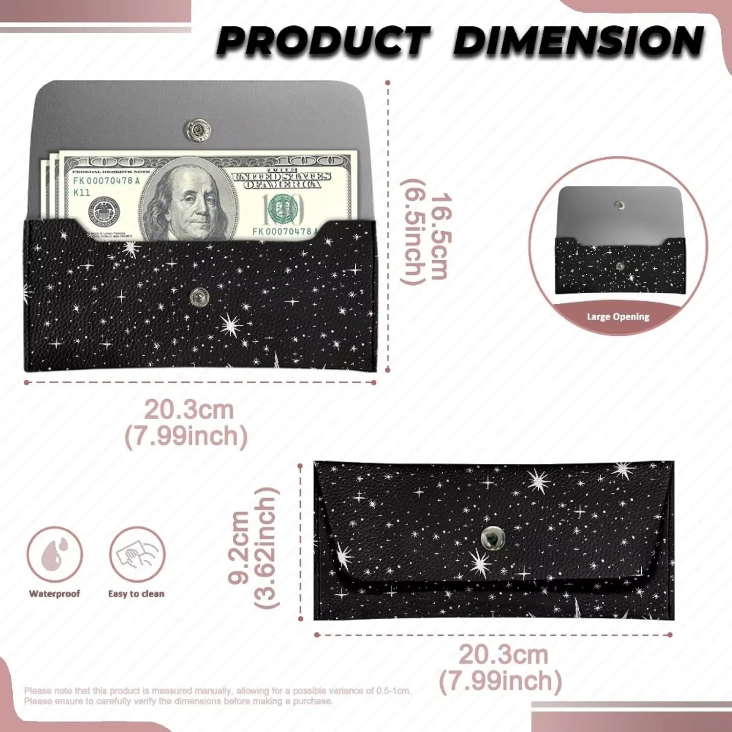 Blue Butterfly Graphic Wallet for Women Portable Travel Work Leather Clutch Bags Lightweight Ladies Slim Card Holder Cash Purses with Button for Everyday Outdoor Use