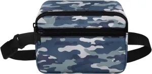 Blue Camo Graphic Fanny Pack Waist Packs for Boys Lightweight Waterproof Polyester Waist Bag Hip Pack with Adjustment Length and Large Capacity for Travel Hiking Running Outdoor Use