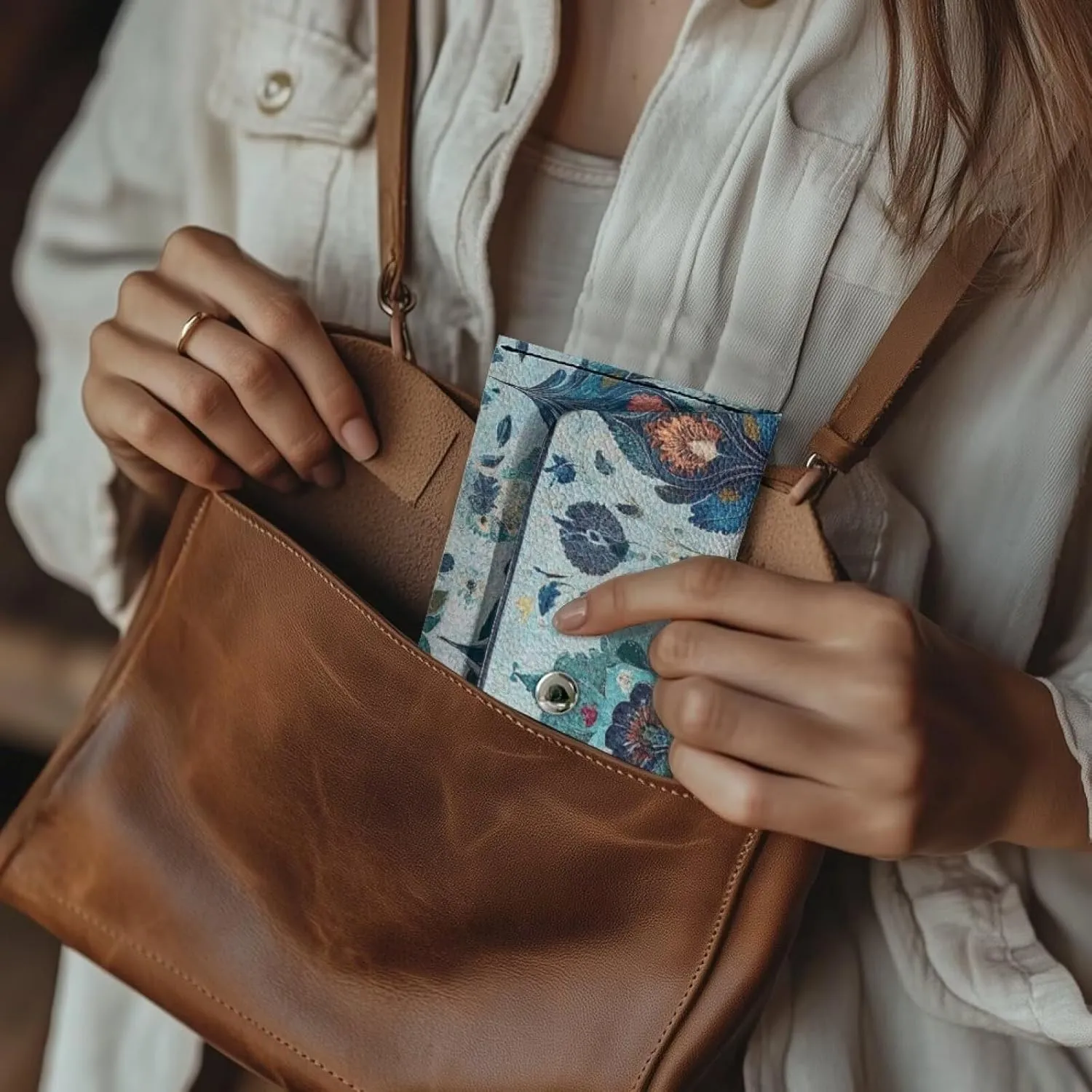 Blue Pattern Clutch Purses for Women Wedding Portable Long Cash Wallets Pouch with Metal Snap Button Ladies Casual Lightweight Fashion Card Holder for Travel Shop Sport Outdoor Use