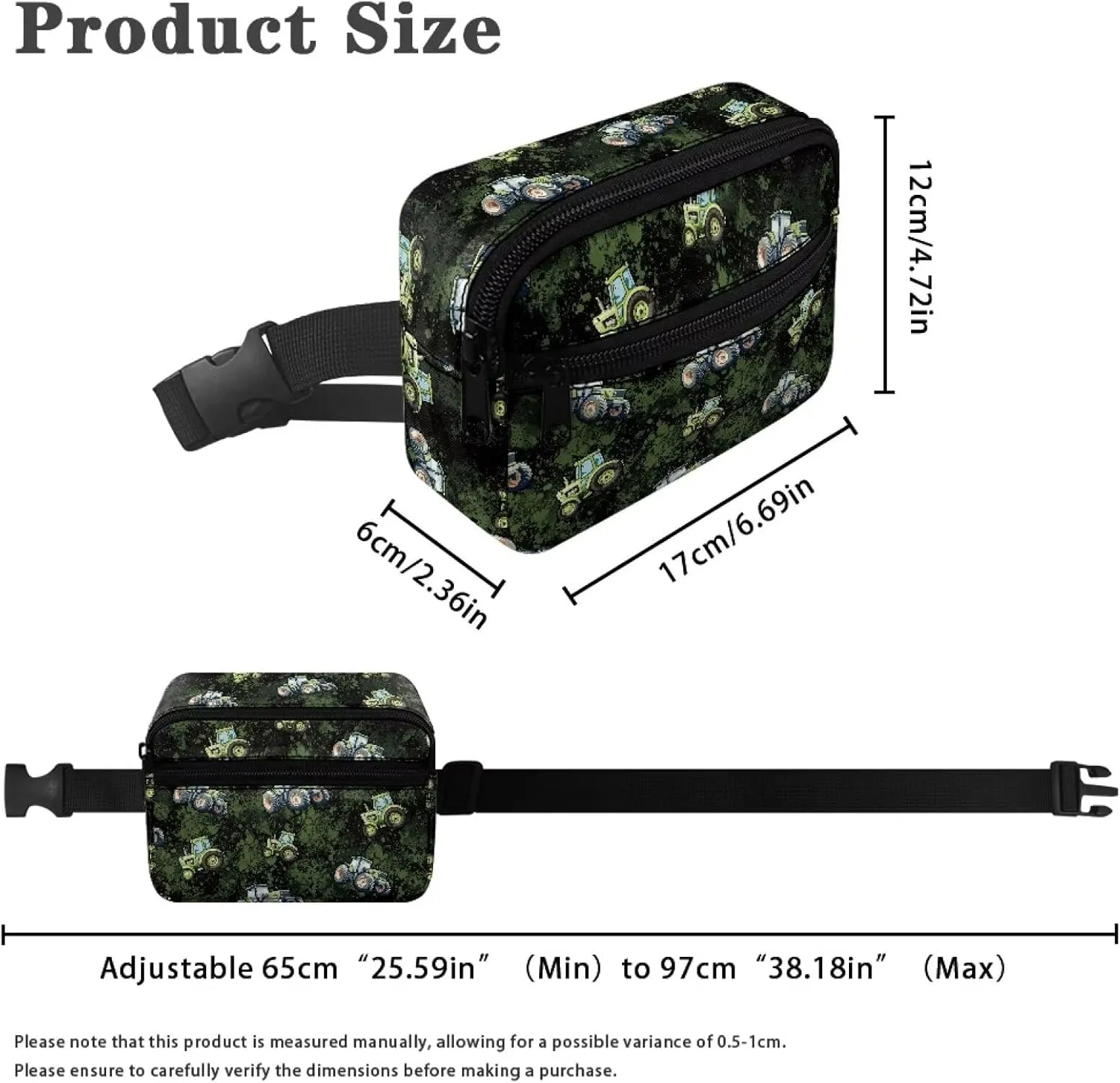 Boys Car Camo Belt Bag with Adjustable Strap and Front Zipper Pocket Little Kids Casual Small Portable Fanny Pack for Workout Running Traveling Hiking Camping Outdoor Use