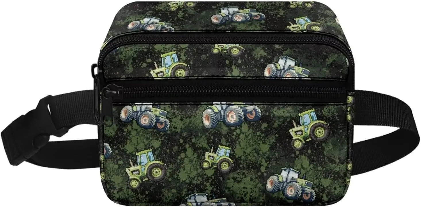 Boys Car Camo Belt Bag with Adjustable Strap and Front Zipper Pocket Little Kids Casual Small Portable Fanny Pack for Workout Running Traveling Hiking Camping Outdoor Use