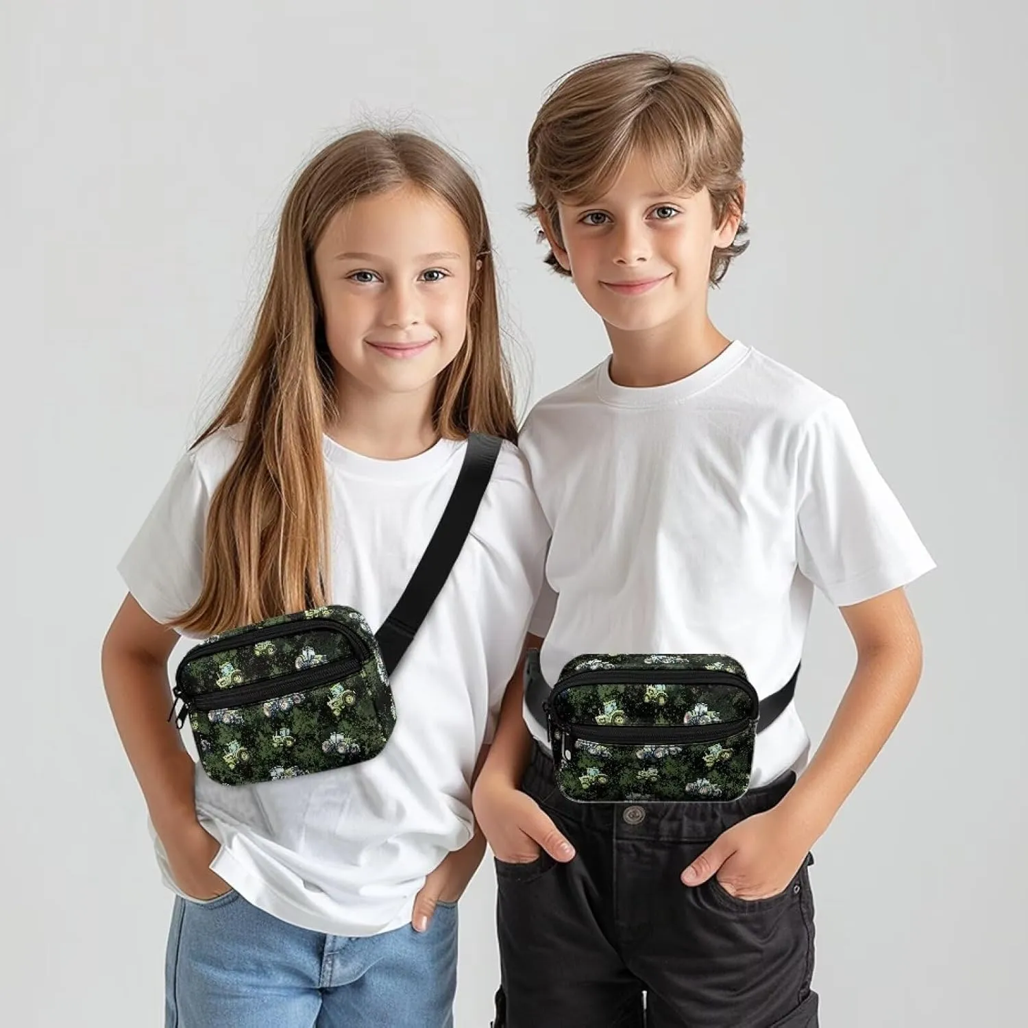 Boys Car Camo Belt Bag with Adjustable Strap and Front Zipper Pocket Little Kids Casual Small Portable Fanny Pack for Workout Running Traveling Hiking Camping Outdoor Use