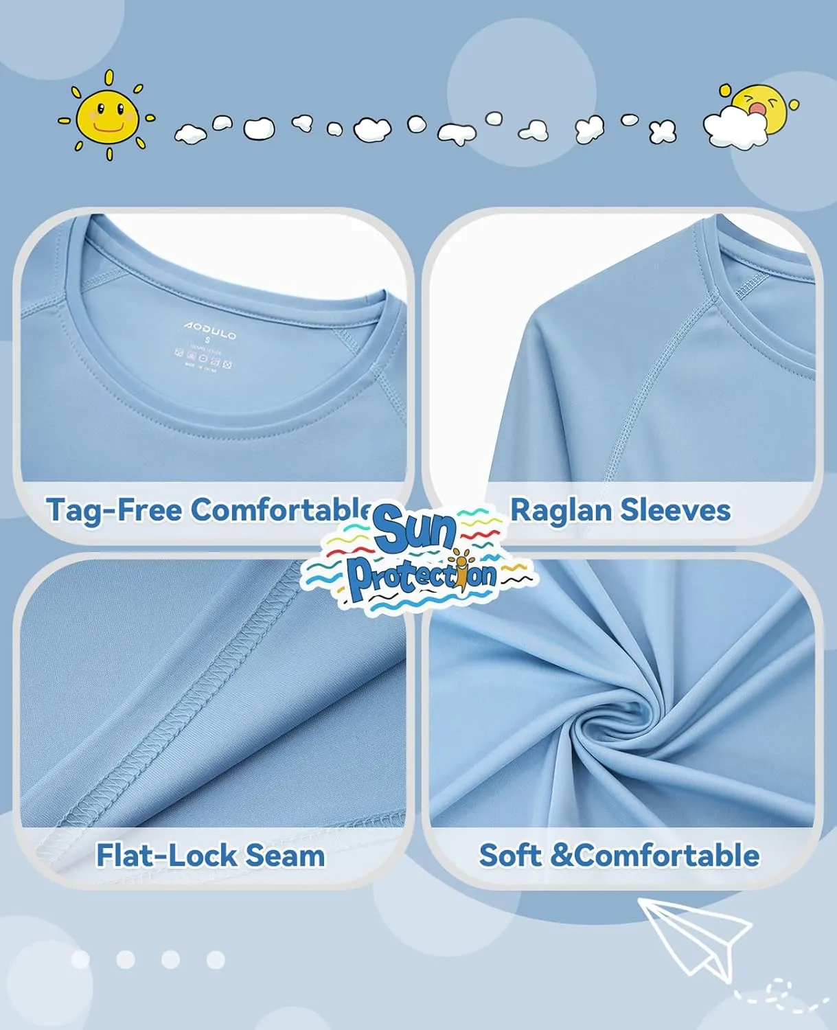Boys Girls Long Sleeve Sun Shirts Rashguard UPF50 UV Quick Dry Athletic Hiking Fishing Golf Workout Play Water Size 6-14