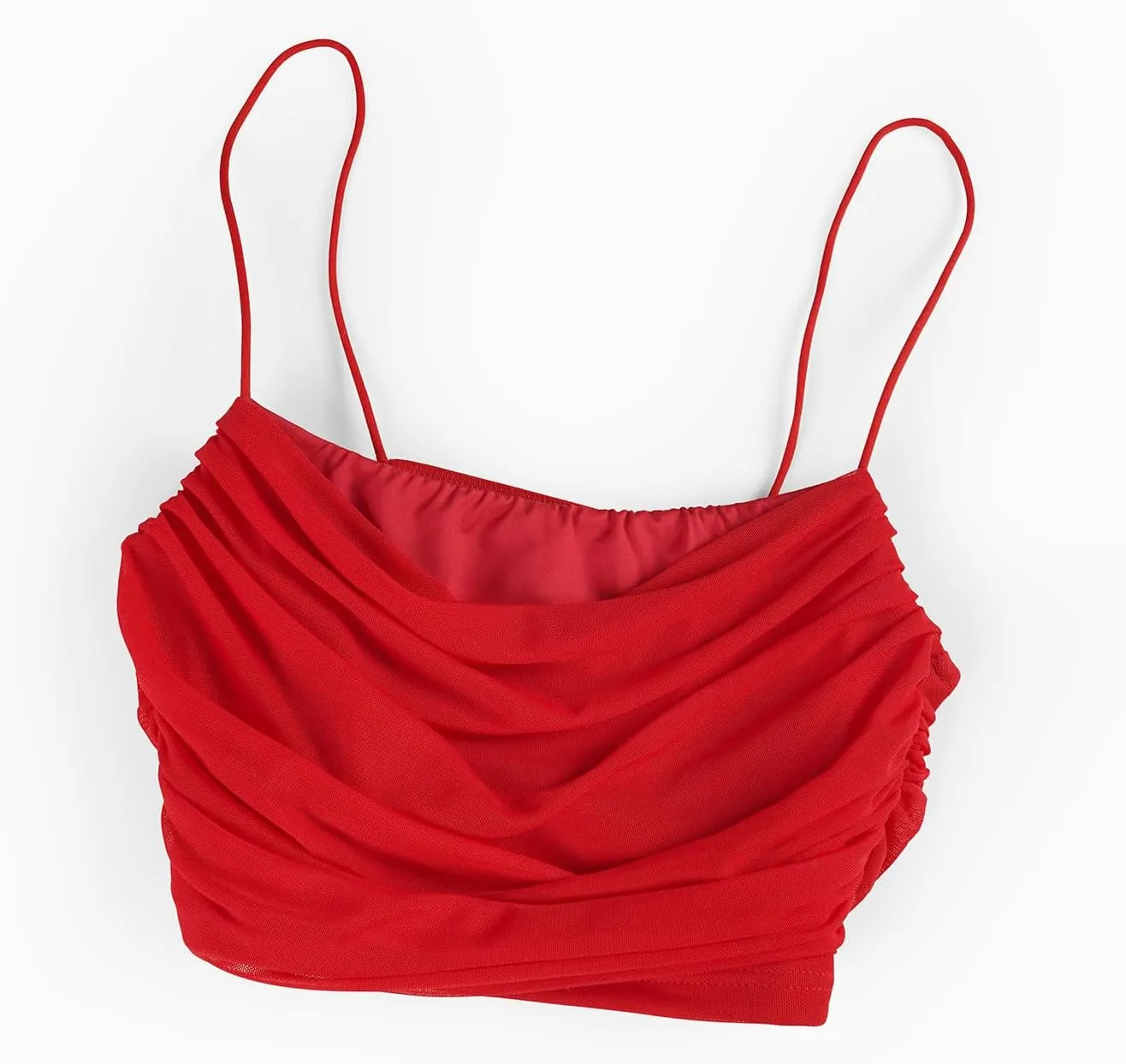Bralette for Women Camisoles Racerback Double-Layered Crop Spaghetti Strap Ruched Mini Club Top