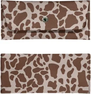 Brown Cow Print Clutch Bag Cash Purse for Womens Girls Lightweight Card Bag Portable Leather Long Wallet with Metal Snap Button for Ladies Travel Business Shop Wedding Party Outdoor Use