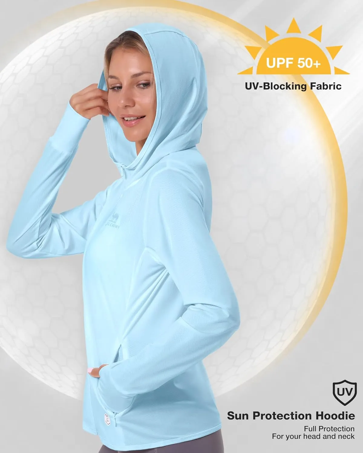 CAMELSPORTS Women UPF 50  Athletic Jacket Sun Protection Long Sleeve Hiking Shirts Lightweight Outdoor Hoodie with Pocket