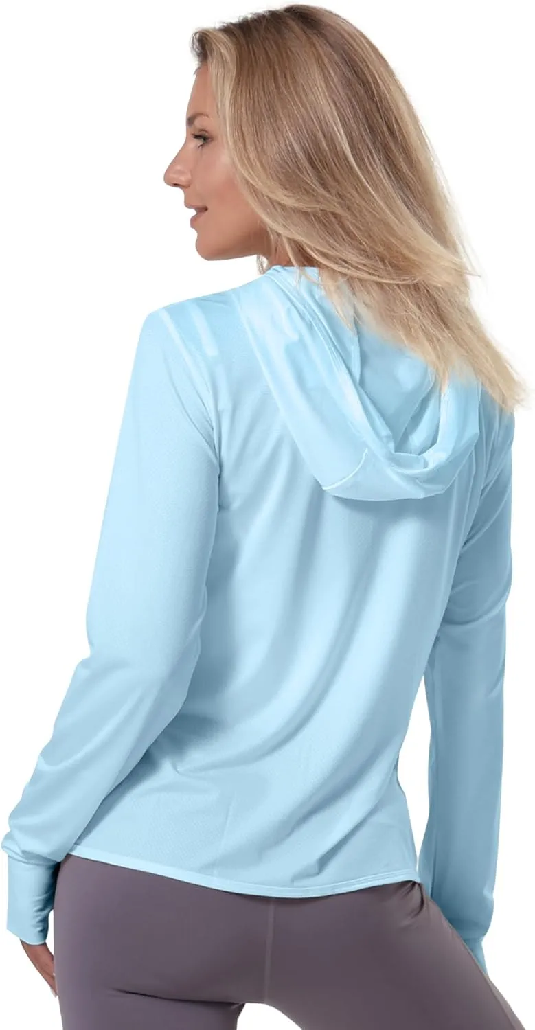 CAMELSPORTS Women UPF 50  Athletic Jacket Sun Protection Long Sleeve Hiking Shirts Lightweight Outdoor Hoodie with Pocket