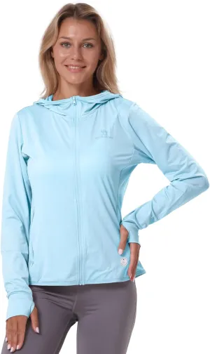 CAMELSPORTS Women UPF 50  Athletic Jacket Sun Protection Long Sleeve Hiking Shirts Lightweight Outdoor Hoodie with Pocket