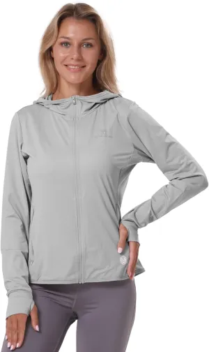 CAMELSPORTS Women UPF 50  Athletic Jacket Sun Protection Long Sleeve Hiking Shirts Lightweight Outdoor Hoodie with Pocket