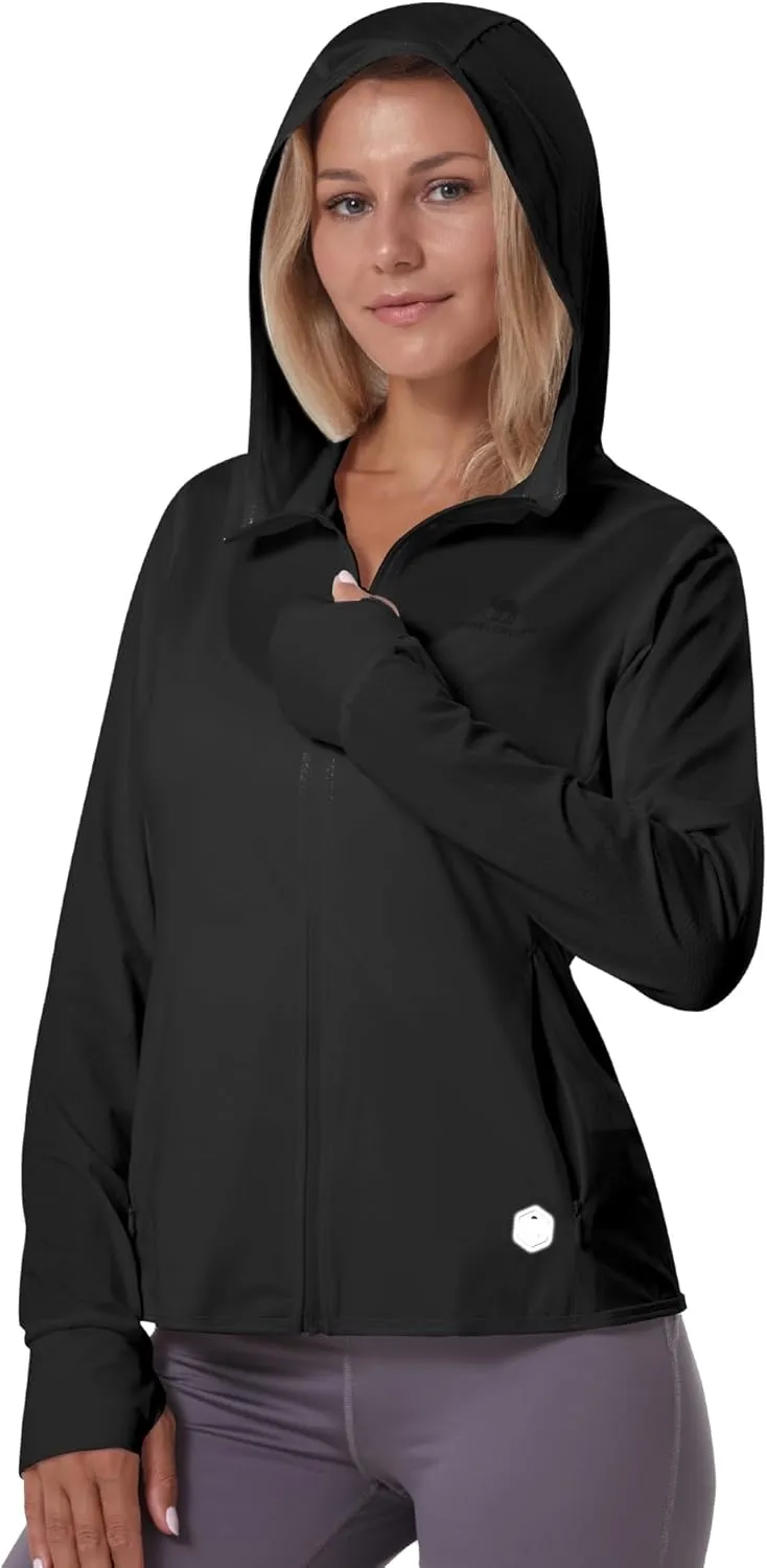 CAMELSPORTS Women UPF 50  Athletic Jacket Sun Protection Long Sleeve Hiking Shirts Lightweight Outdoor Hoodie with Pocket