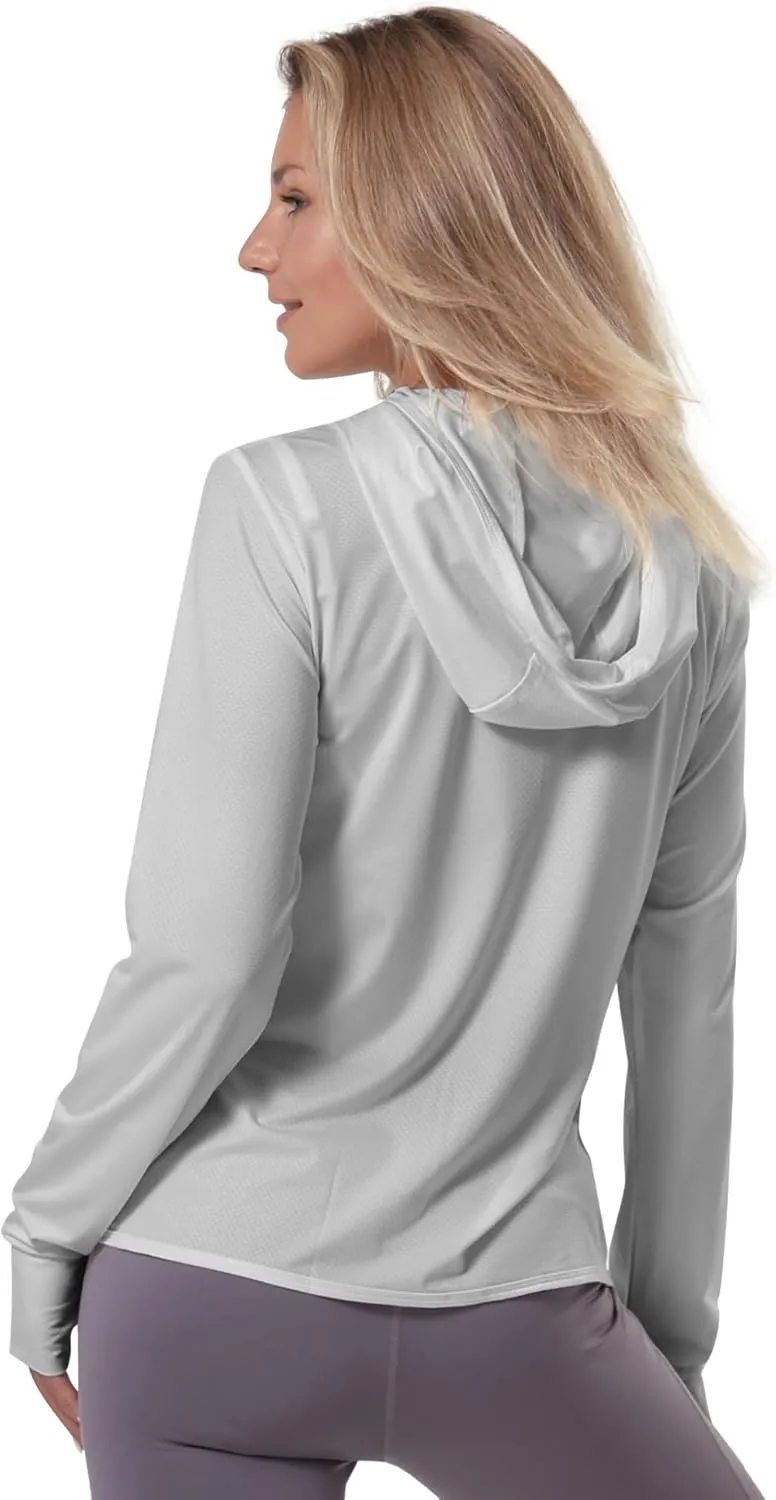 CAMELSPORTS Women UPF 50  Athletic Jacket Sun Protection Long Sleeve Hiking Shirts Lightweight Outdoor Hoodie with Pocket