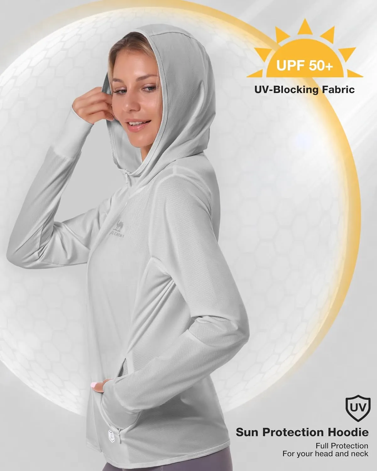 CAMELSPORTS Women UPF 50  Athletic Jacket Sun Protection Long Sleeve Hiking Shirts Lightweight Outdoor Hoodie with Pocket