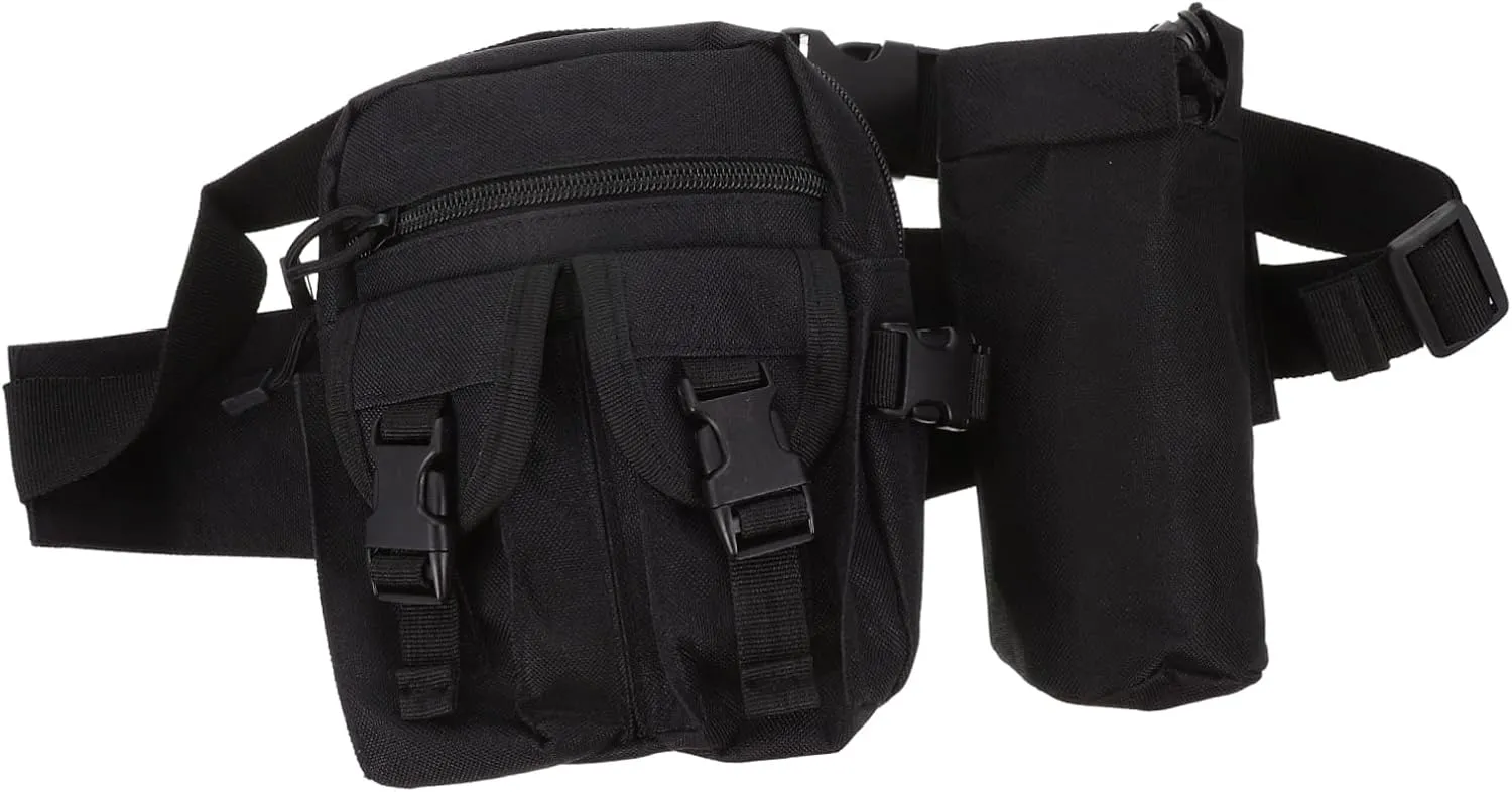 Camping Water Bottle Bag Kettle Fanny Pack for Large Capacity Zipper Closure Lightweight Nylon