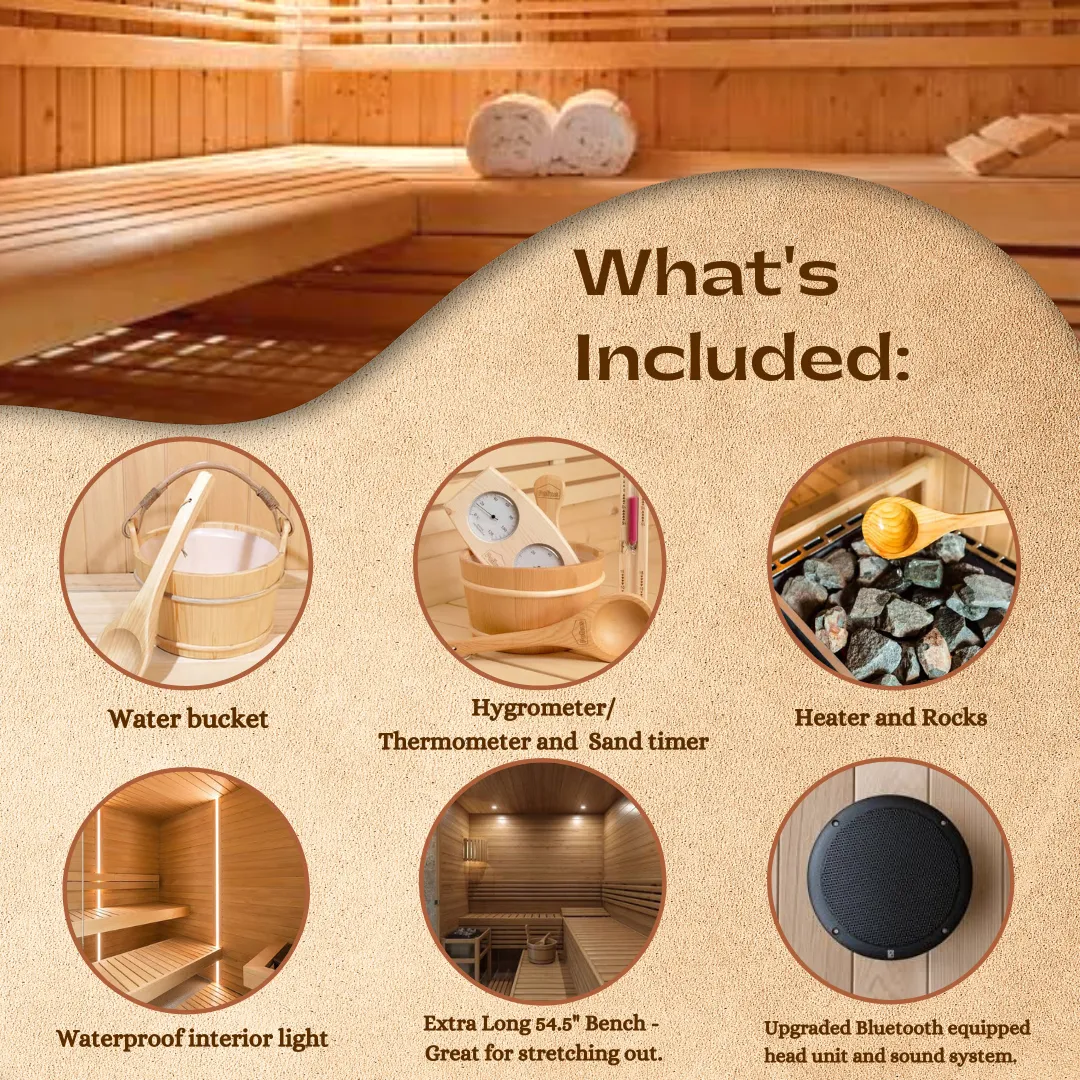 Canadian Hemlock  Indoor Swedish Wet/Dry Sauna Spa for 2 to 3 persons