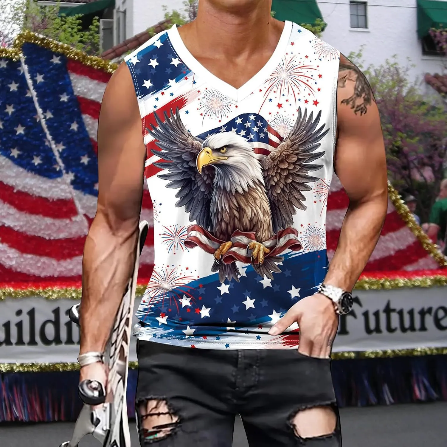 color cosplayer Mens Sleeveless Beach Tank Tops Workout Gym Shirts Palm Tree Shirt