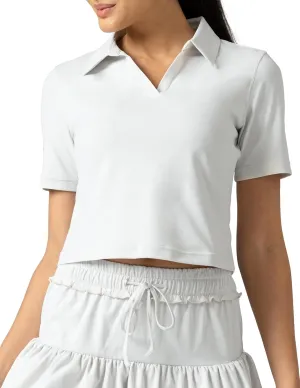 Colorfulkoala Women's Short Sleeve Golf Polo Shirts Collared V Neck Quick Dry Tennis Workout Tops Moisture Wicking